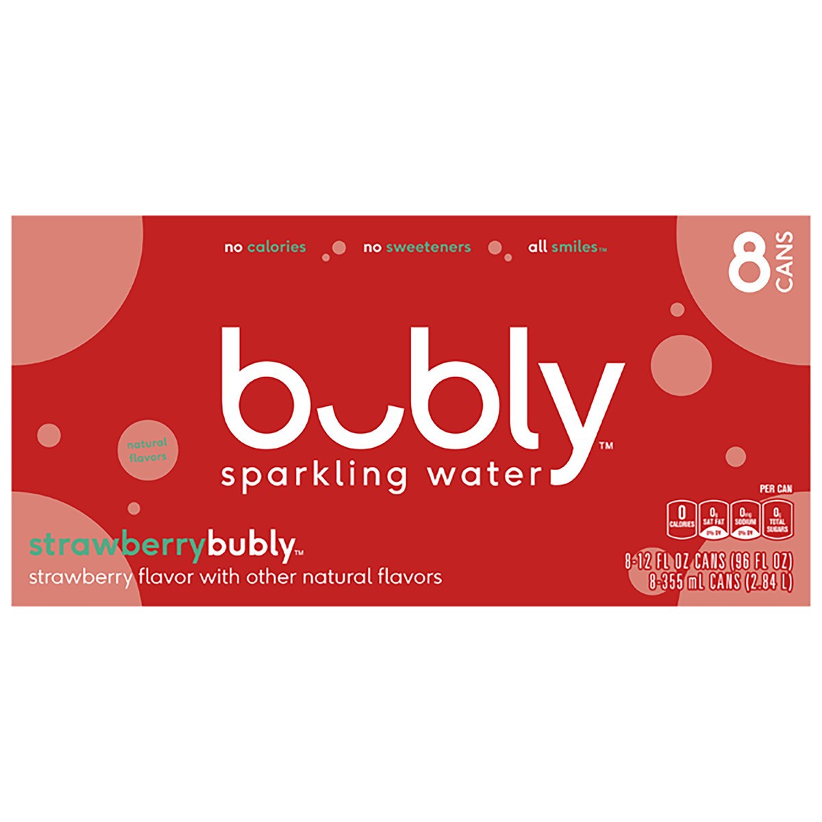 slide 8 of 11, bubly Strawberry Sparkling Water, 8 ct