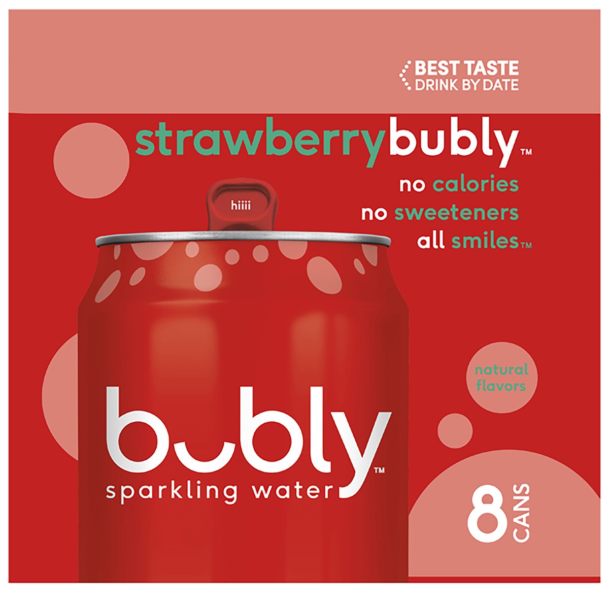 slide 3 of 11, bubly Sparkling Water Strawberry 12 Fl Oz 8 Count Cans, 96 oz