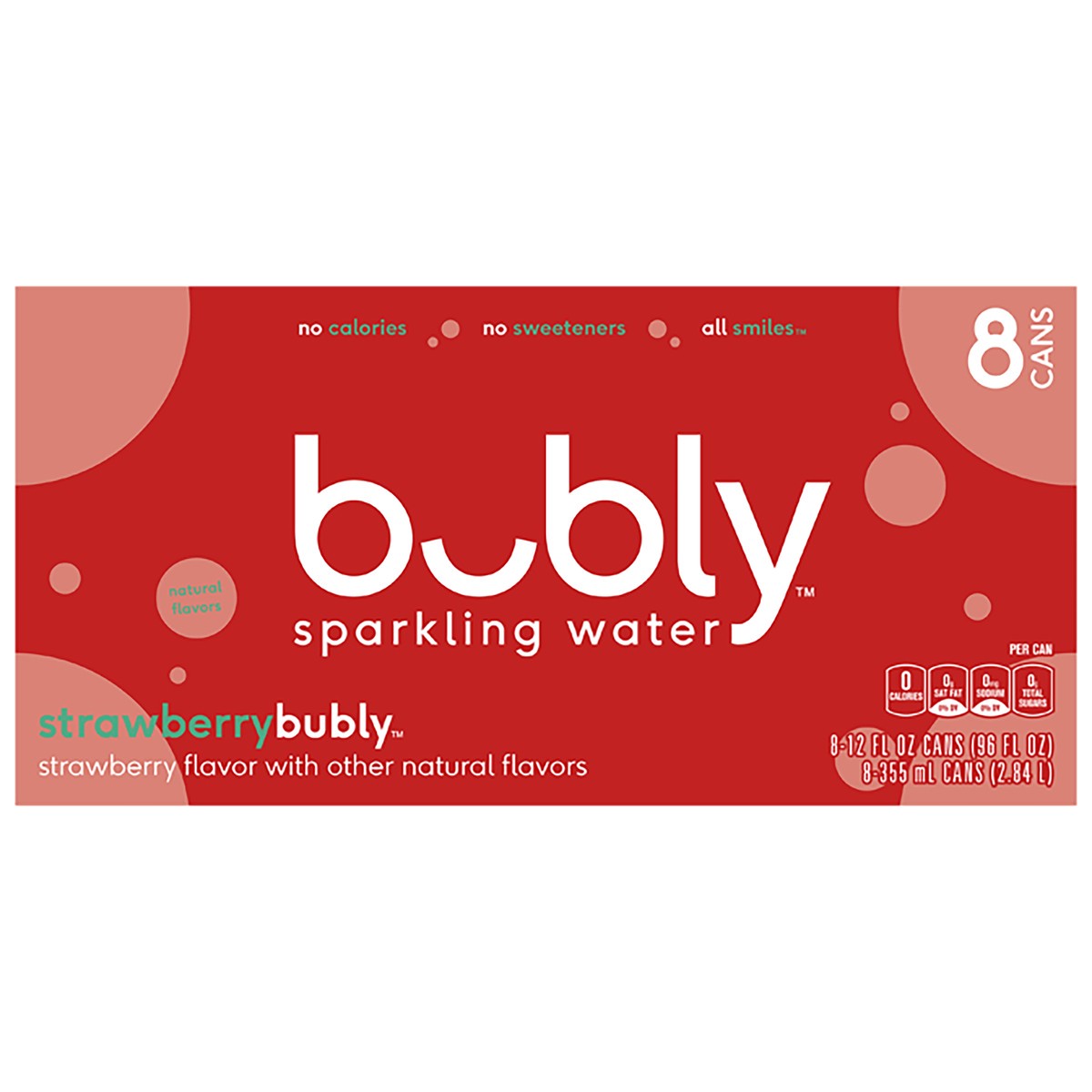 slide 4 of 11, bubly Sparkling Water Strawberry 12 Fl Oz 8 Count Cans, 96 oz