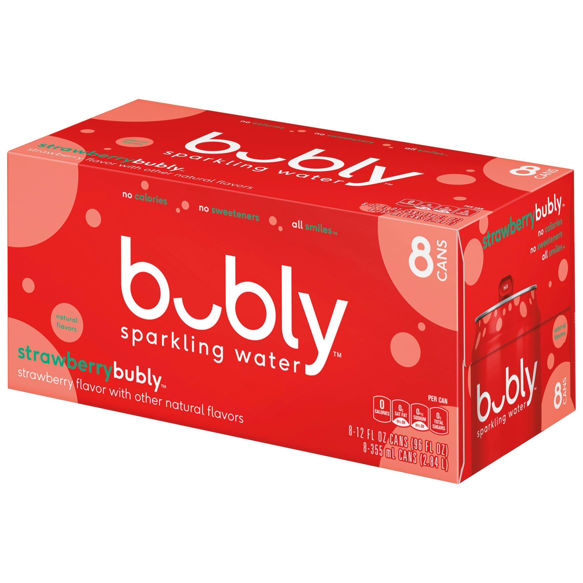slide 1 of 4, bubly Strawberry Sparkling Water, 8 ct