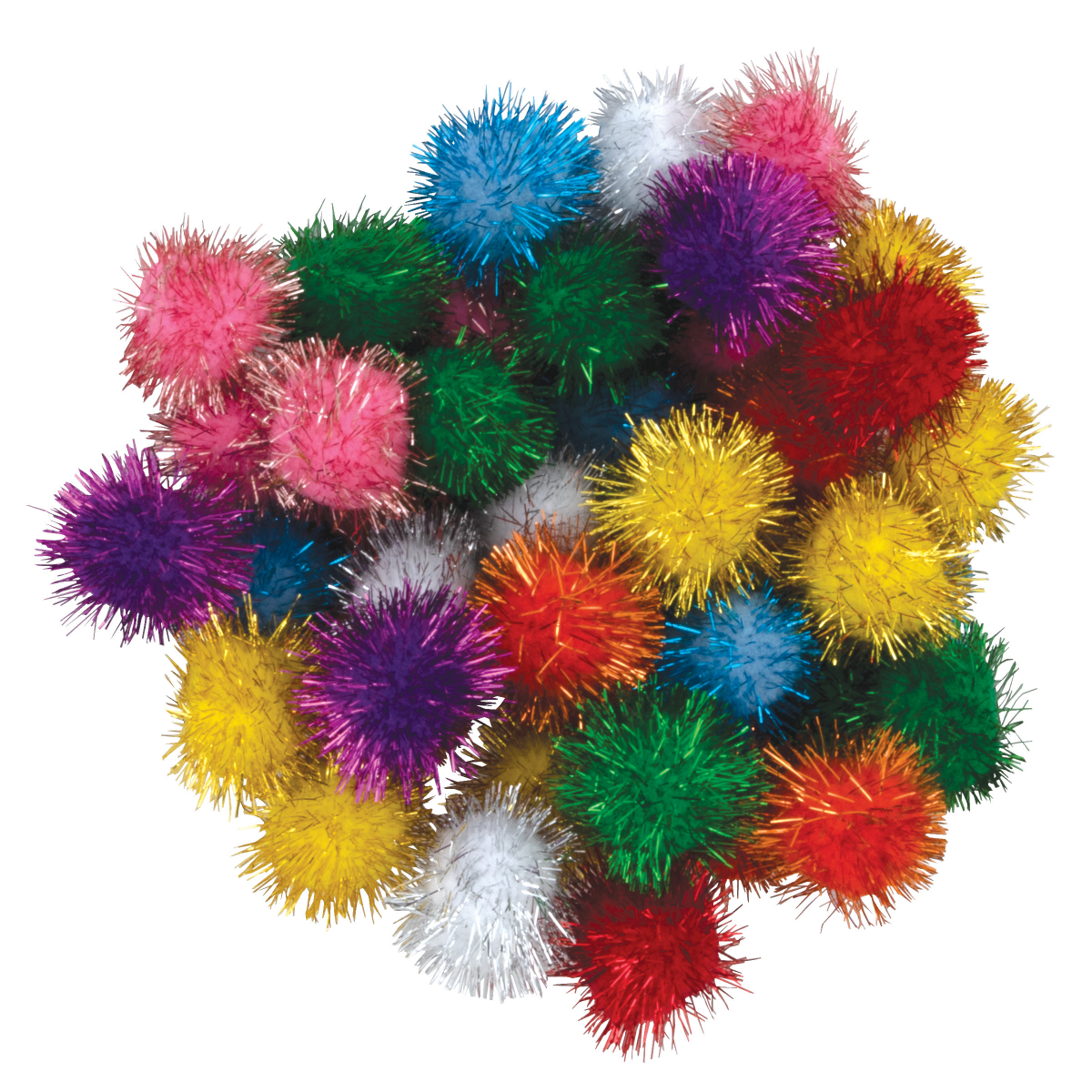 slide 1 of 1, Creativity Street Glitter Pom Pons, Assorted Colors, 40 ct