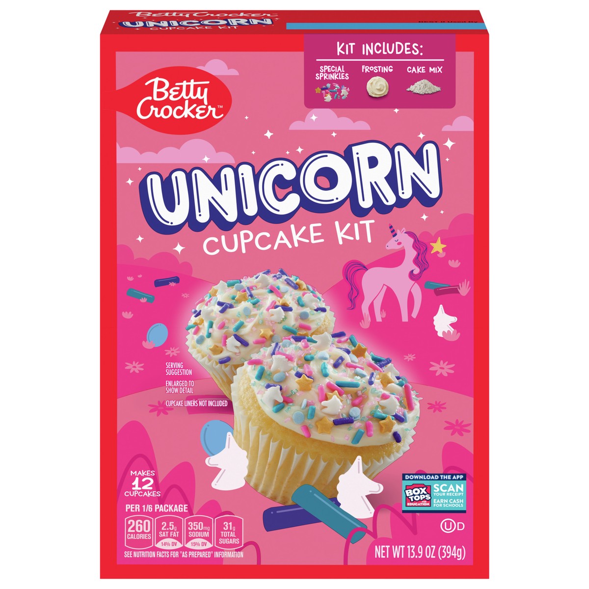 slide 1 of 1, Betty Crocker Ready to Bake Unicorn Cupcake Kit, 13.9 oz, 12 ct, 13.9 oz
