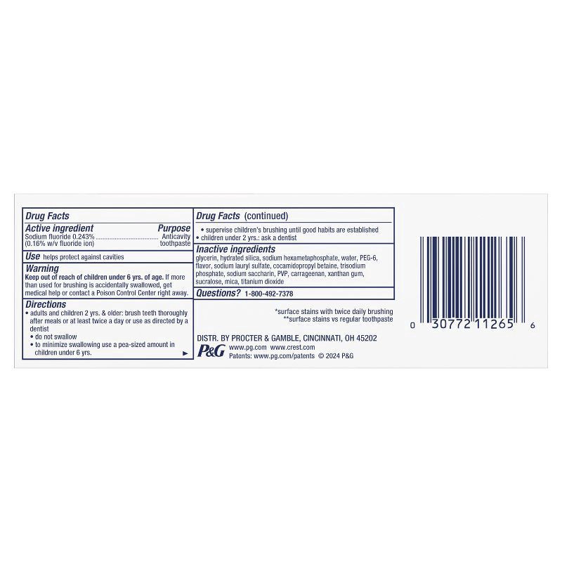 slide 2 of 6, Crest 3D White Brilliance Blast Teeth Whitening Toothpaste, 4.6 oz, Anticavity Fluoride Toothpaste, 100% More Surface Stain Removal, 24 Hour Active Stain Prevention, 4.6 oz