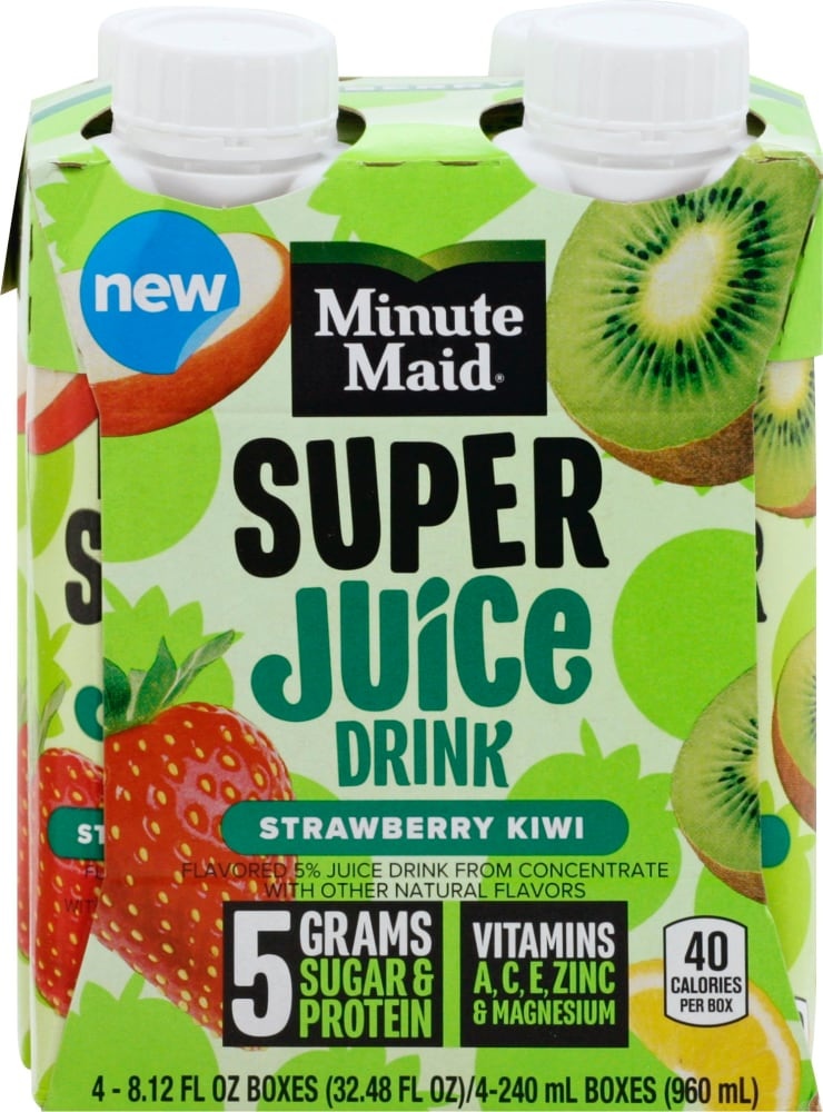 slide 1 of 1, Minute Maid Super Juice Strw/Kiwi 4/, 4 bottles  8.12 fl oz
