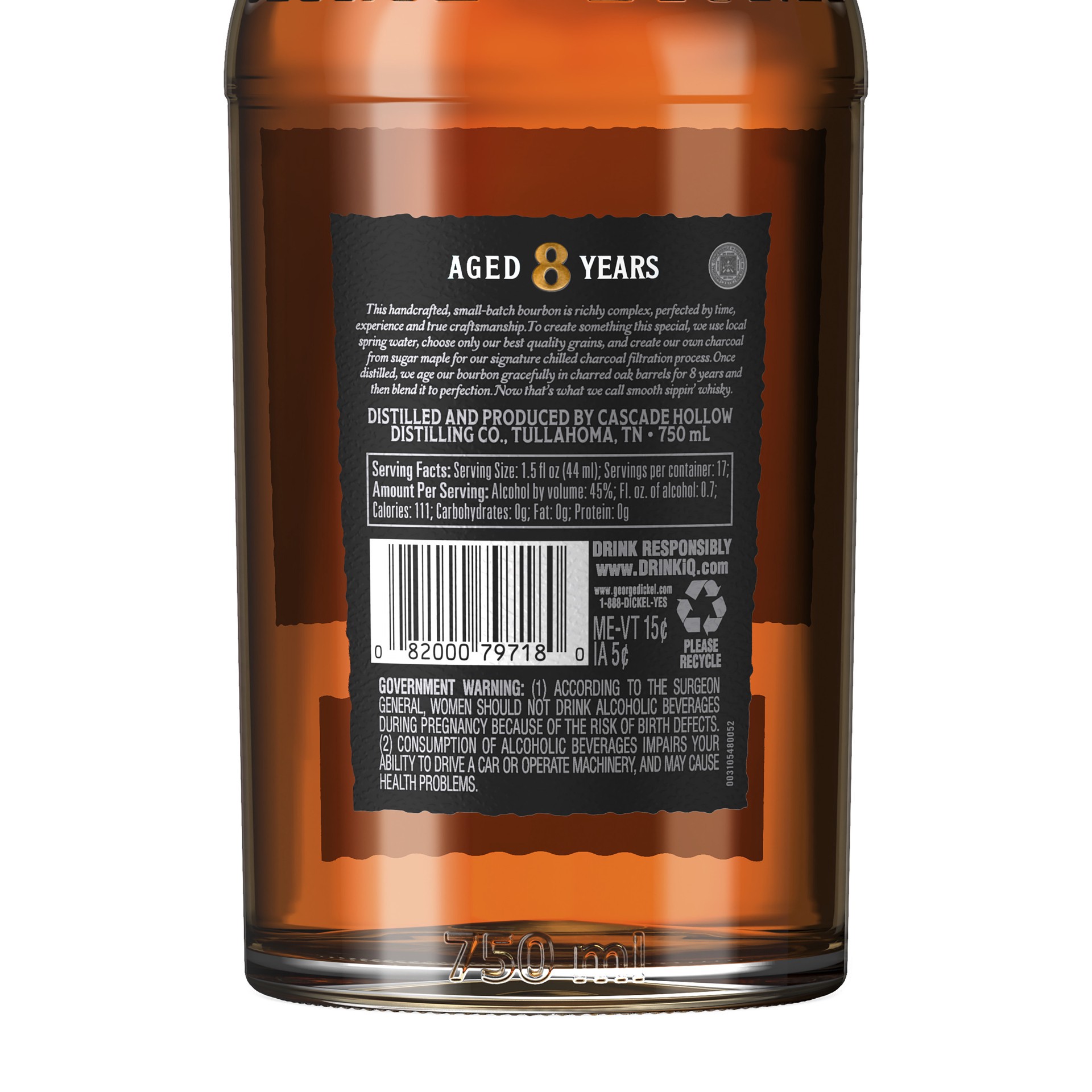 slide 2 of 5, George Dickel Bourbon Whisky Aged 8 Years, 750 ml