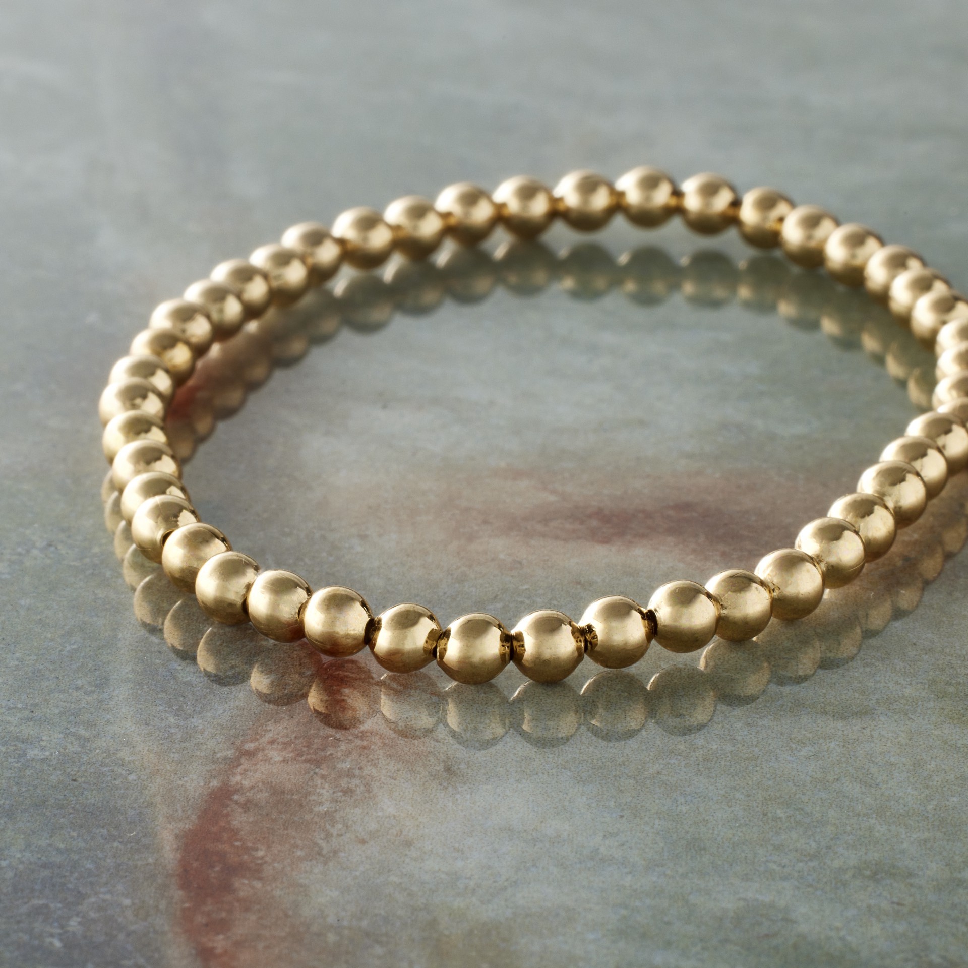 slide 3 of 3, 4mm Gold Round Beaded Charm Bracelet By Bead Landing, 4 mm
