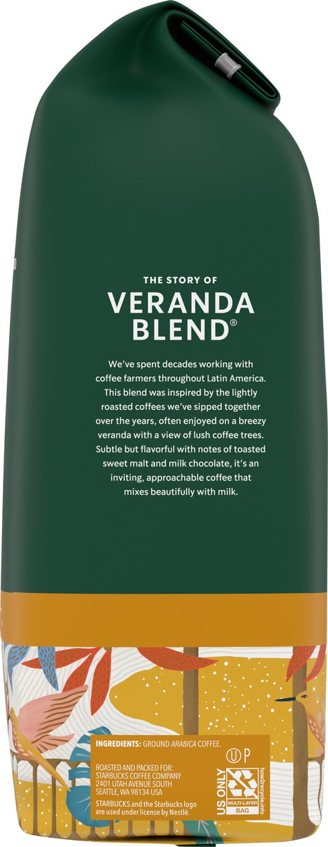 slide 7 of 9, Starbucks Ground Coffee, Starbucks Blonde Roast Coffee, Veranda Blend, 100% Arabica, 1 bag (28 oz), 28 oz