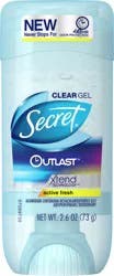 Secret Outlast Clear Gel Active Fresh Antiperspirant/Deodorant 2.6 oz