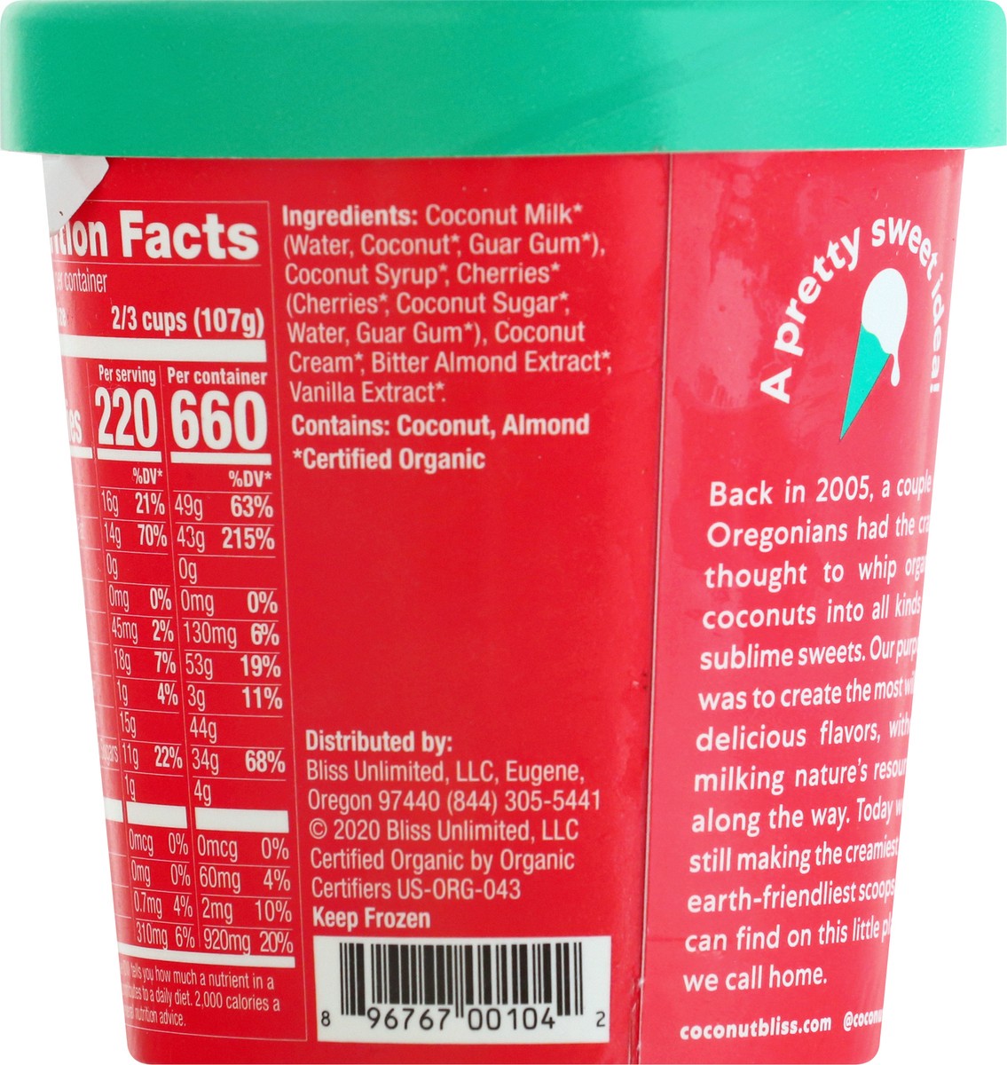 slide 11 of 12, Coconut Bliss Sweet Cherry Amaretto Frozen Dessert 1 pt, 1 pint