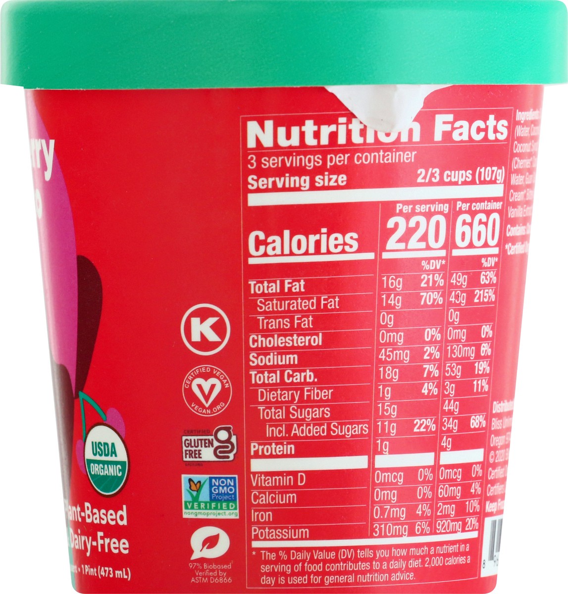 slide 9 of 12, Coconut Bliss Sweet Cherry Amaretto Frozen Dessert 1 pt, 1 pint