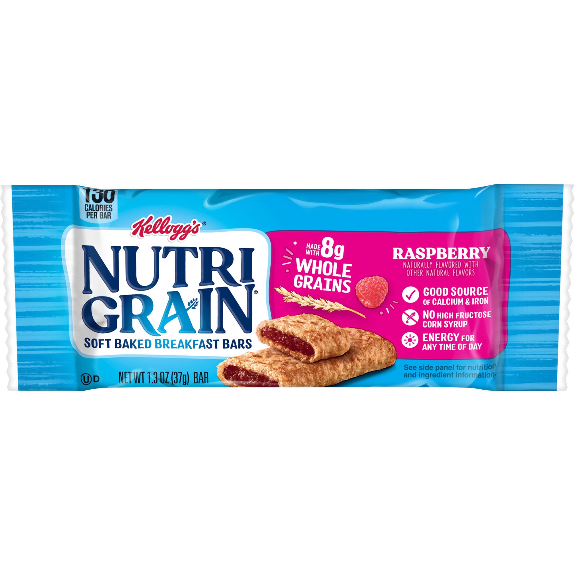 slide 1 of 5, Nutri-Grain Soft Baked Breakfast Bars, Made with Whole Grains, Kids Snacks, Raspberry, 1.3oz Pouch, 1 Bar, 1.3 oz