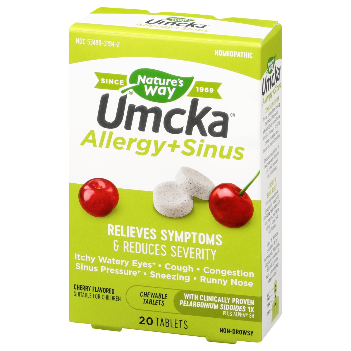 slide 9 of 9, Nature's Way Umcka Tablets Non-Drowsy Cherry Flavored Allergy + Sinus 20 ea, 20 ct