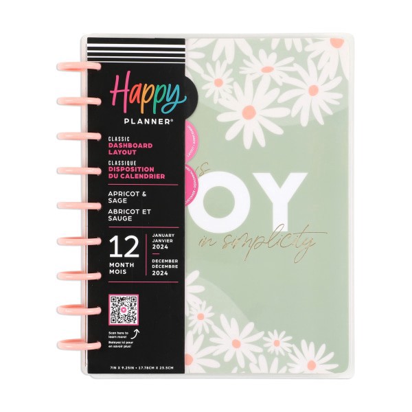 slide 4 of 8, 2024 Happy Planner Monthly/Weekly Classic Happy Planner, 7"" X 9-1/4"", Apricot & Sage, January To December, Ppcd12-377, 1 ct