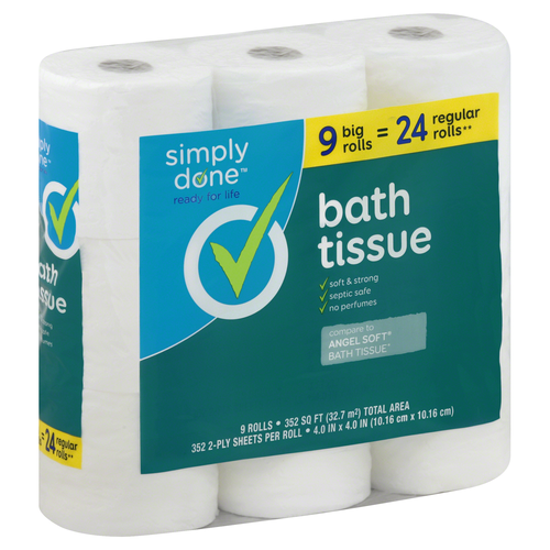 slide 1 of 1, Simply Done Bath Tissue Big Roll, 9 ct