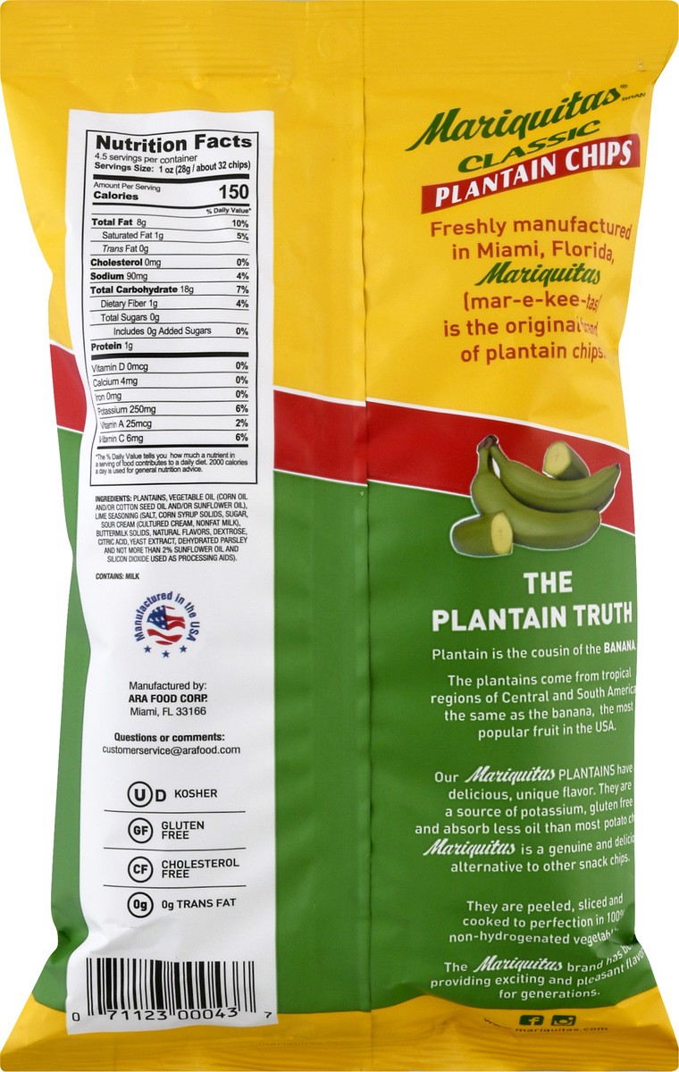 slide 2 of 9, Mariquitas Classic Plantain Chips Lime Flavored (Bag), 4.5 oz