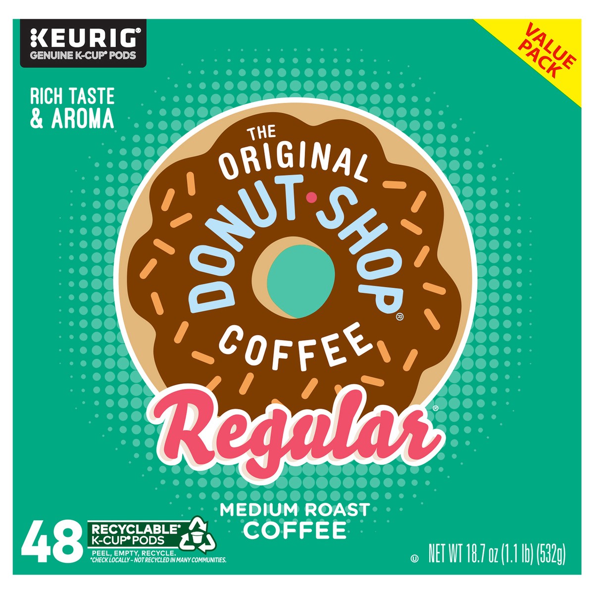 slide 1 of 12, The Original Donut Shop Regular Keurig Single-Serve K-Cup Pods, Medium Roast Coffee, 48 Count, 48 ct