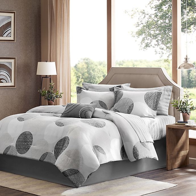 slide 1 of 7, Madison Park Essentials Knowles King Comforter Set - Grey, 1 ct