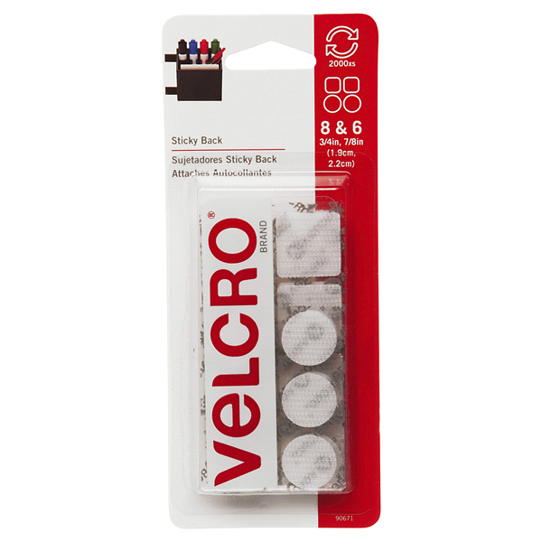slide 1 of 1, Velcro Brand Sticky Back 3/4 in Coinsand 7/8 in Squares, White, 14 ct
