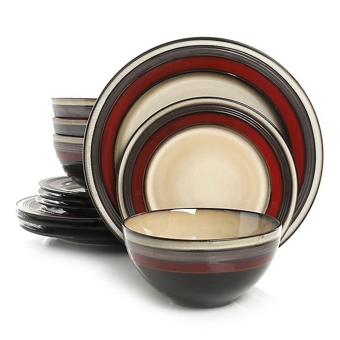 slide 1 of 1, Gibson Elite Everston Dinnerware Set - Red/Cream, 12 ct