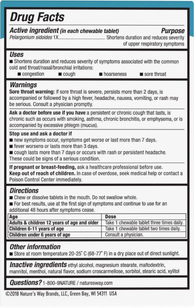 slide 6 of 6, Nature's Way Umkca Cold Care Mint Chewable, 20 ct