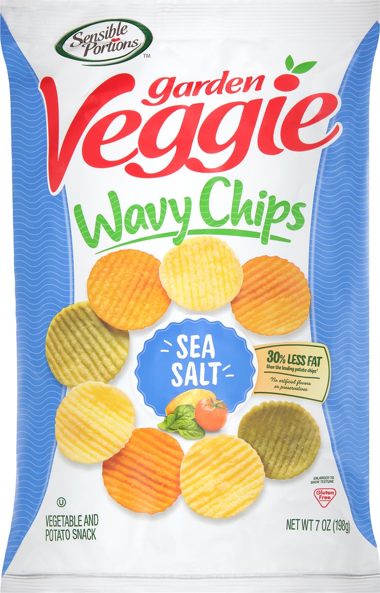 slide 1 of 7, Sensible Portions Garden Veggie Sea Salt Wavy Chips 7 oz, 7 oz