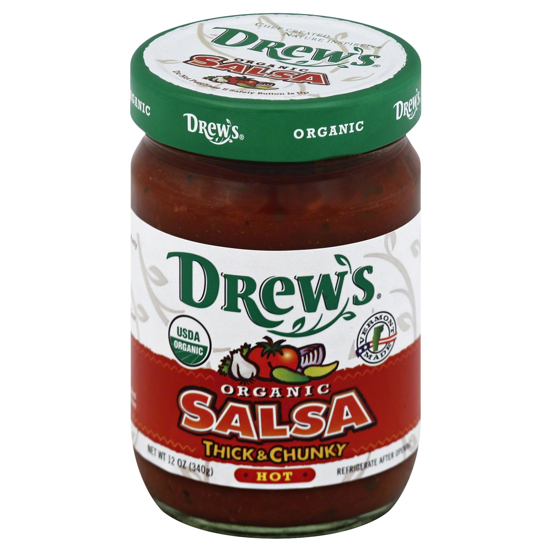 slide 1 of 2, Drew's Organic Hot Thick & Chunky Salsa, 12 oz