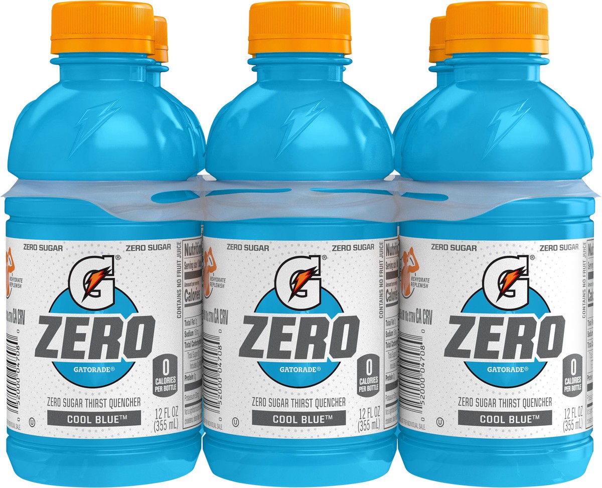 slide 3 of 3, Gatorade Zero Zero Sugar Thirst Quencher Cool Blue 12 Fl Oz 6 Count, 72 oz