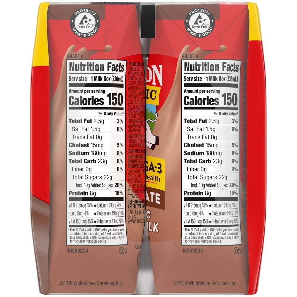 slide 10 of 15, Horizon Organic Shelf-Stable 1% Low Fat Milk Boxes with DHA Omega-3, Chocolate, 8 fl oz, 6 Pack, 6 ct