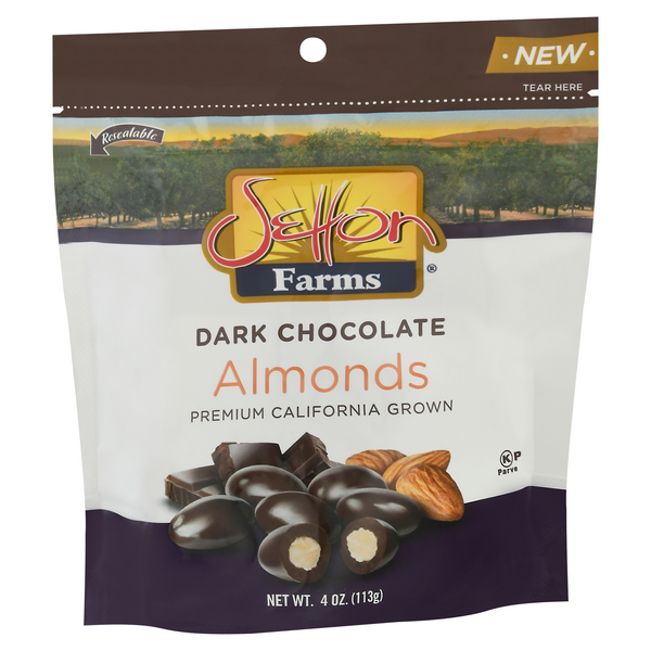 slide 1 of 1, Setton Farms Dark Chocolate Almonds, 4 oz