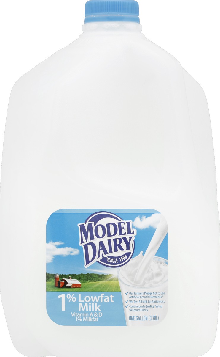 slide 3 of 5, Model Dairy 1% Milk, 1 gal