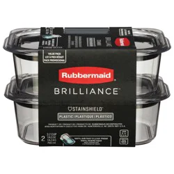 Rubbermaid Brilliance 3.2 Cup StainShield Plastic Containers Value Pack 2 ea