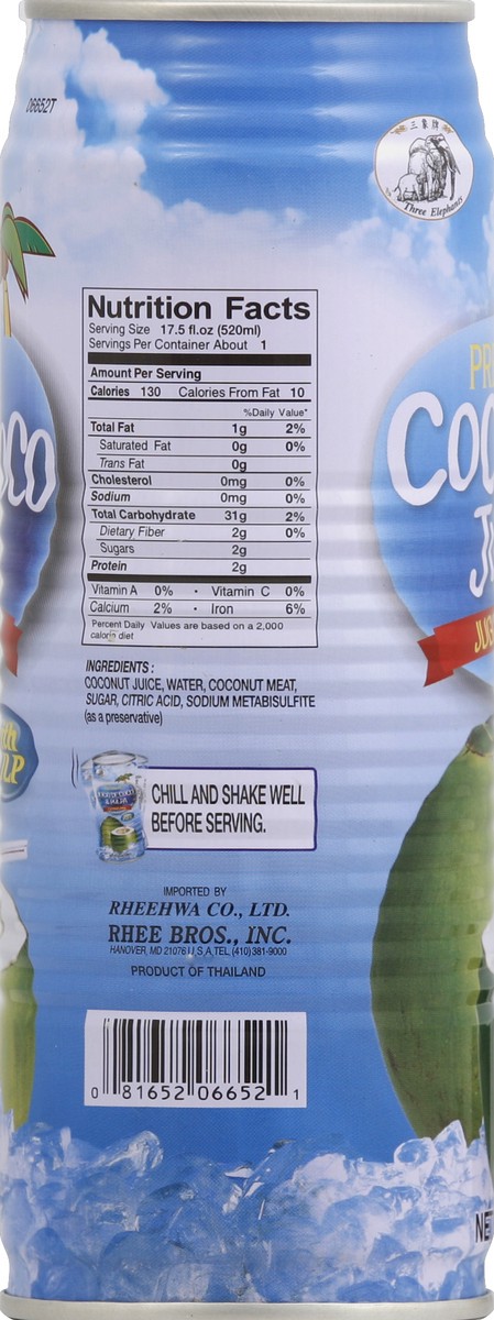 slide 3 of 4, Three Elephants Coconut Juice - 17.5 oz, 17.5 oz