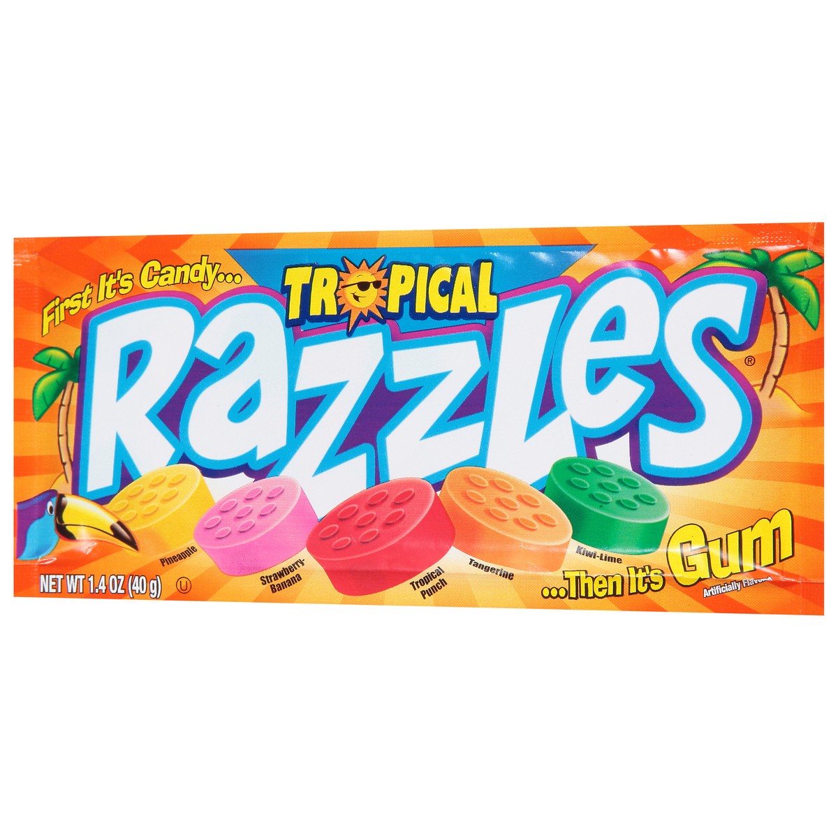 slide 3 of 9, Razzles Tropical Candy 1.4 oz, 1.4 oz