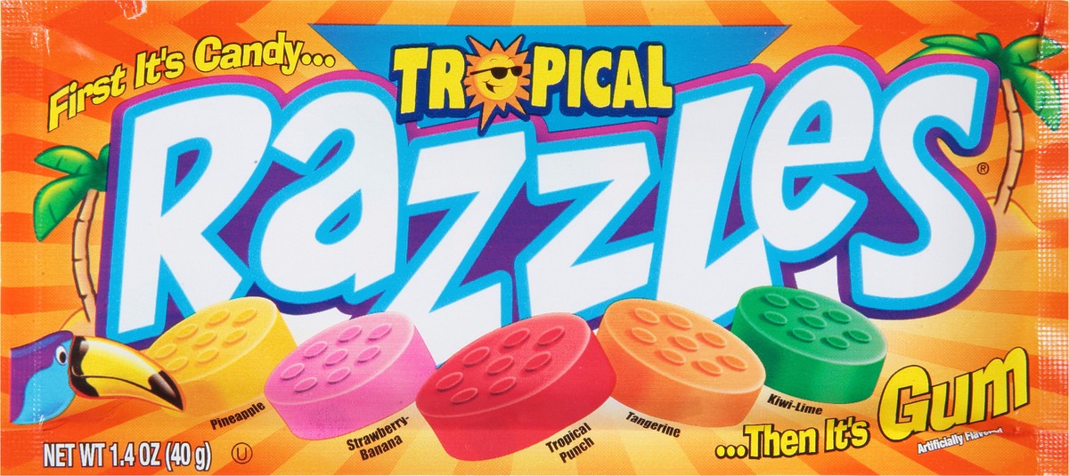 slide 9 of 9, Razzles Tropical Candy 1.4 oz, 1.4 oz