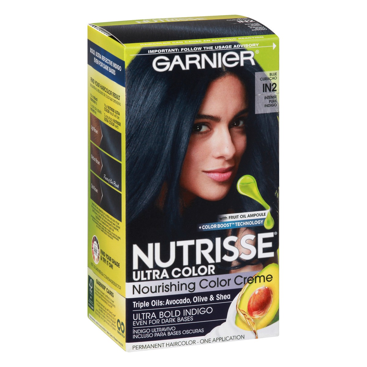 slide 2 of 9, Garnier Ultra Color Nourishing Permanent Hair Color Crème - IN2 Blue Curaçao, 1 ct