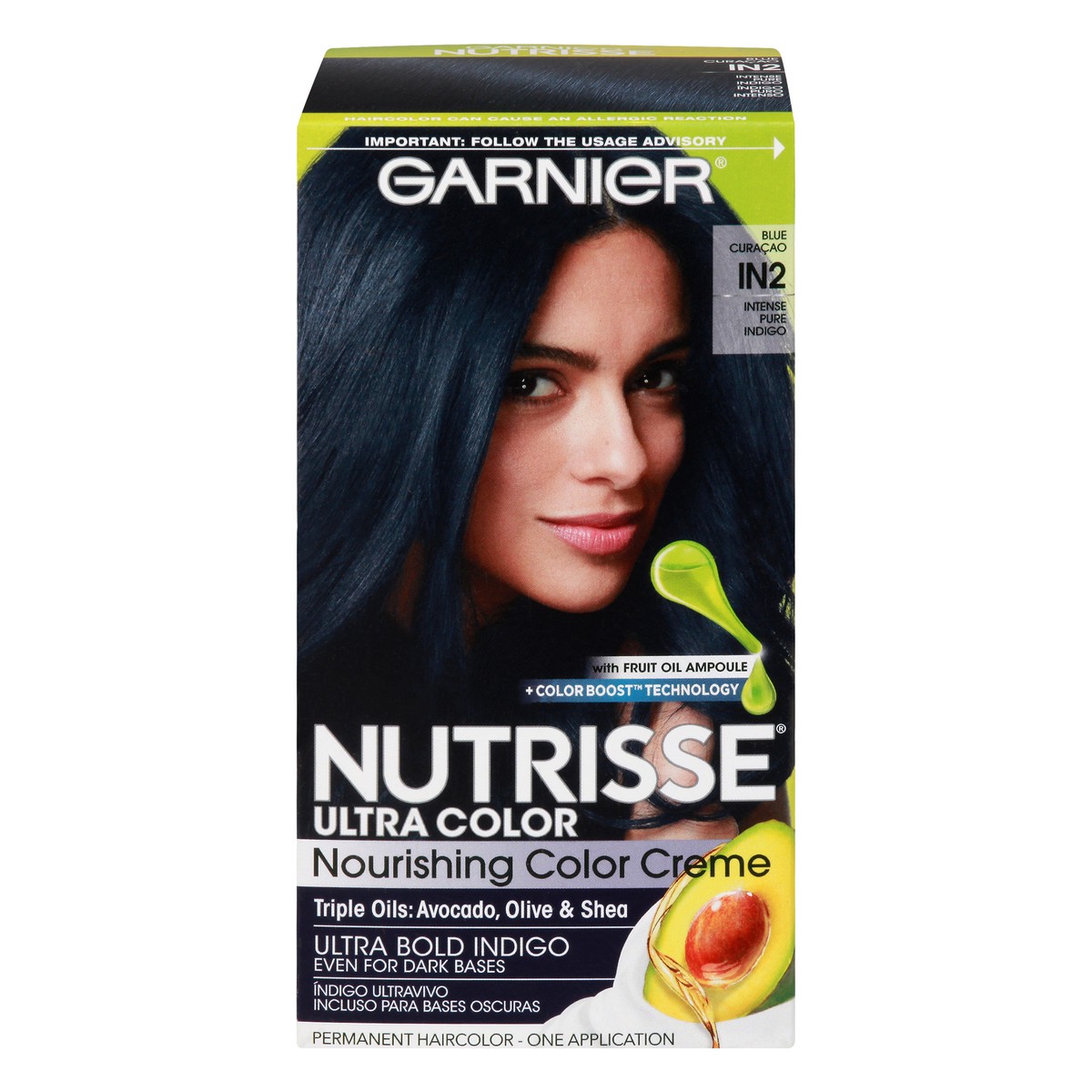 slide 1 of 9, Garnier Ultra Color Nourishing Permanent Hair Color Crème - IN2 Blue Curaçao, 1 ct