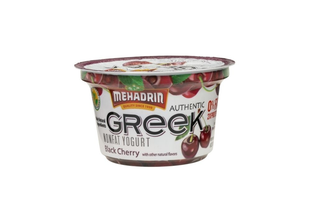 slide 1 of 1, Mehadrin Black Cherry Nonfat Greek Yogurt, 6 oz