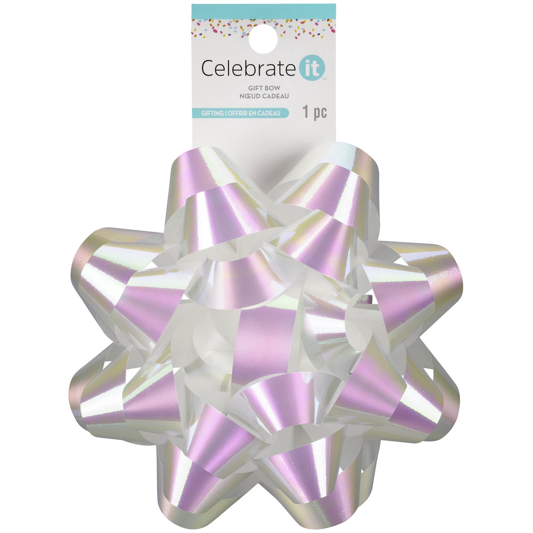 slide 3 of 3, 5.75" White Holographic Gift Bow By Celebrate It, 5.75 in