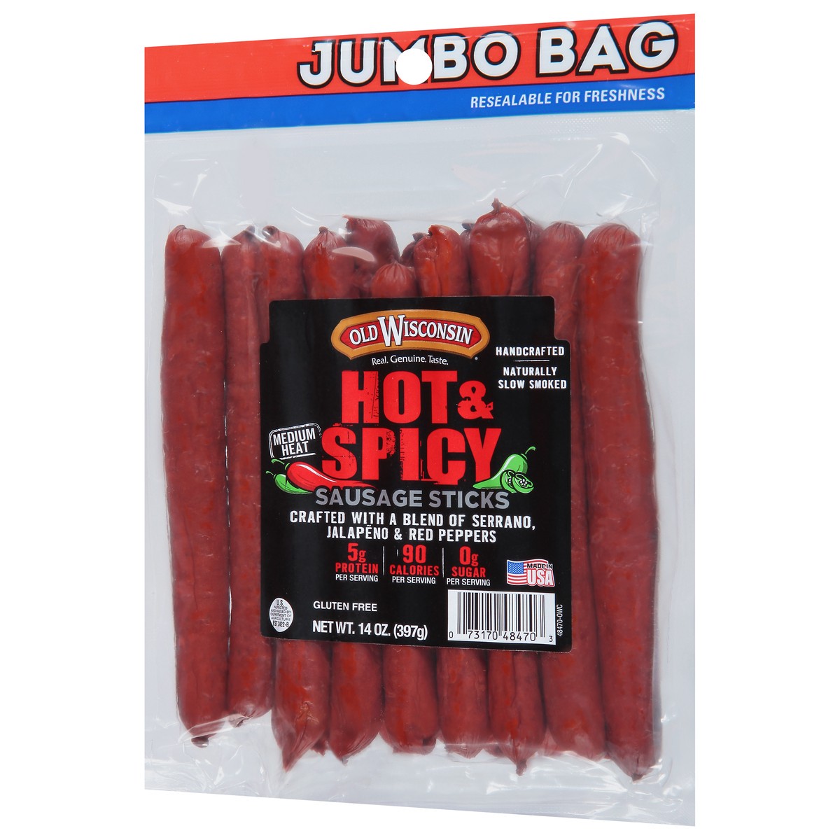 slide 3 of 9, Old Wisconsin Hot & Spicy Sausage Sticks, 14 oz