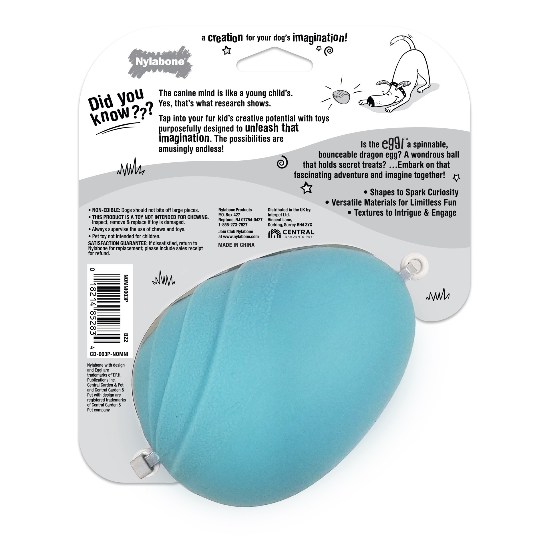 slide 9 of 10, Nylabone Creative Play Eggi Dog Treat Toy Blue Large/Giant - Up to 50 lbs.(1 Count), 1 ct