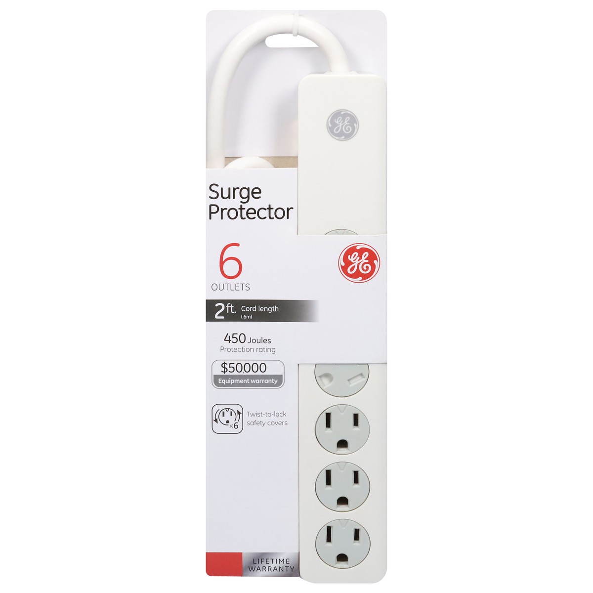 slide 1 of 9, Ge 6-Outlet Surge Protector - White, 1 ct