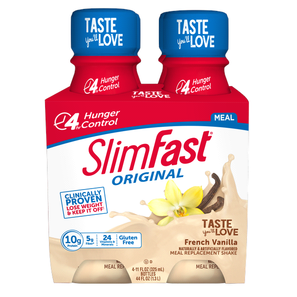 slide 1 of 1, SlimFast French Vanilla Shake, 4 ct