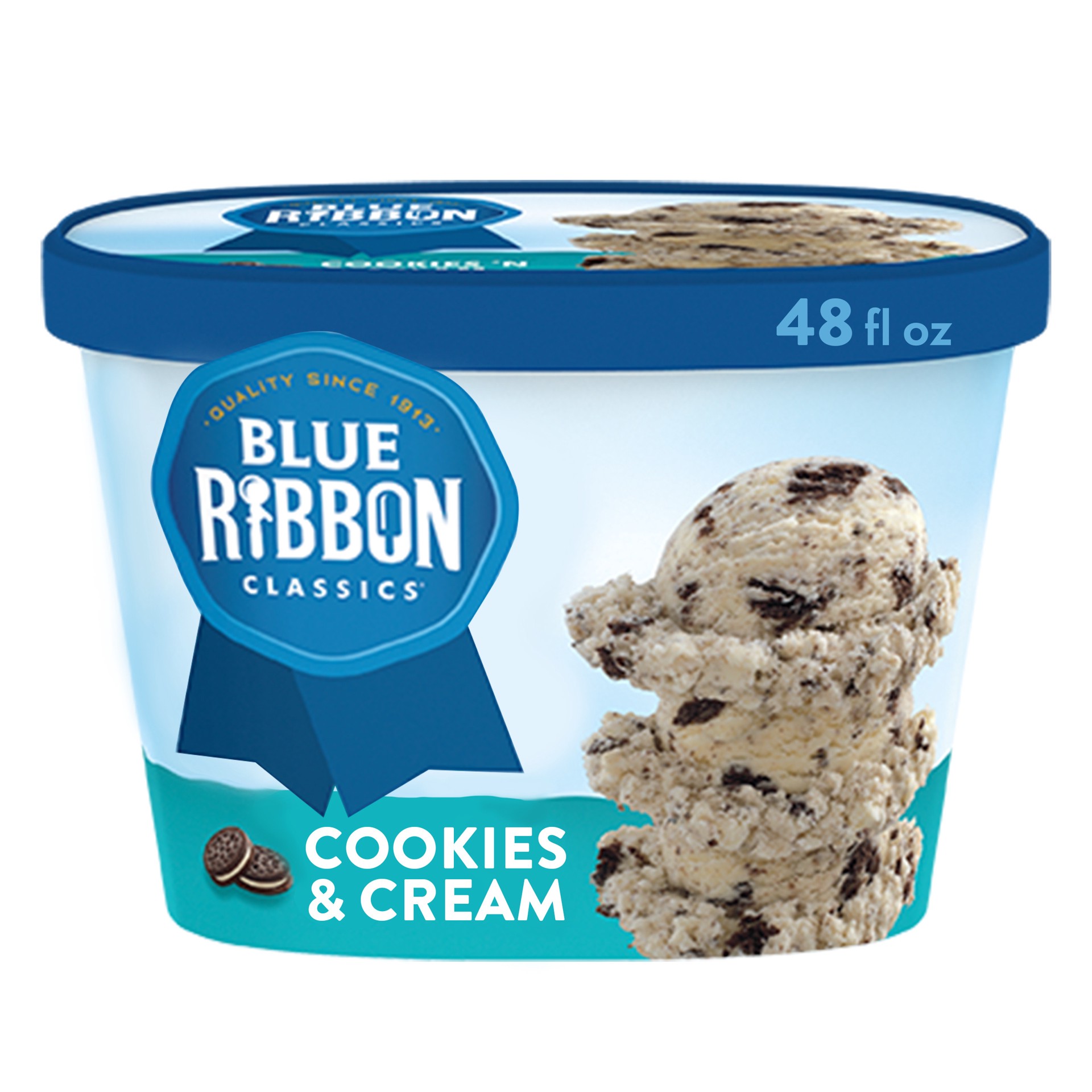 slide 1 of 7, Blue Ribbon Classics Cookies 'N Cream Frozen Dairy Dessert 48 fl oz, 48 fl oz