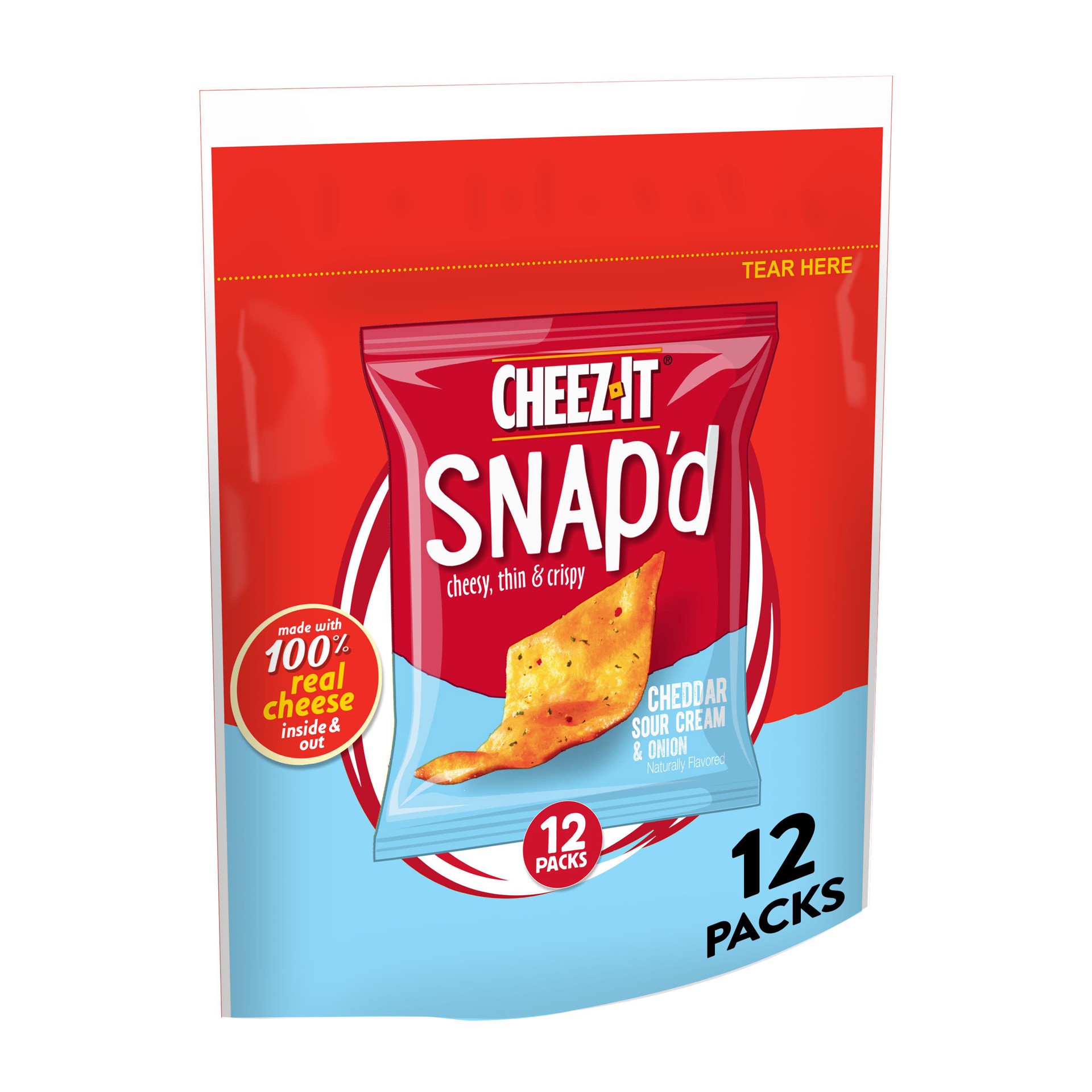 slide 1 of 5, Cheez-It Snap'd Cheese Cracker Chips,Cheddar Sour Cream Onion, 12 ct; 9 oz