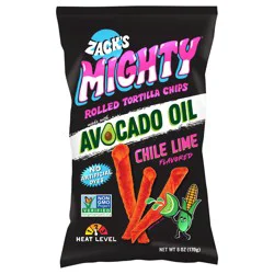 Zack's Mighty Avocado Oil Rolled Tortilla Chips - Chile Lime