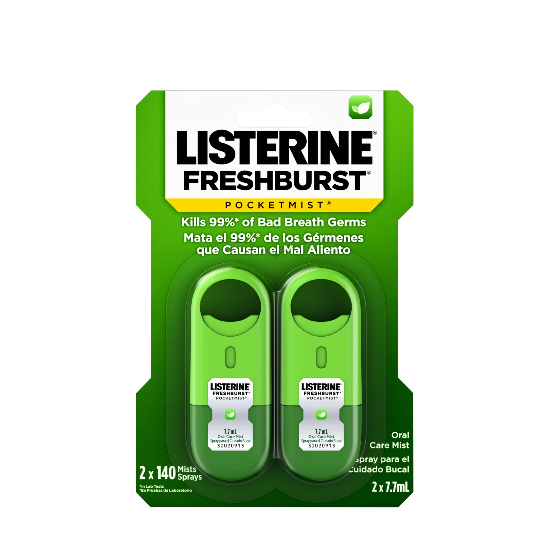 slide 1 of 6, LISTERINE FRESHBURST POCKETMIST Oral Care Mist, 2 Pack, 15.40 mL