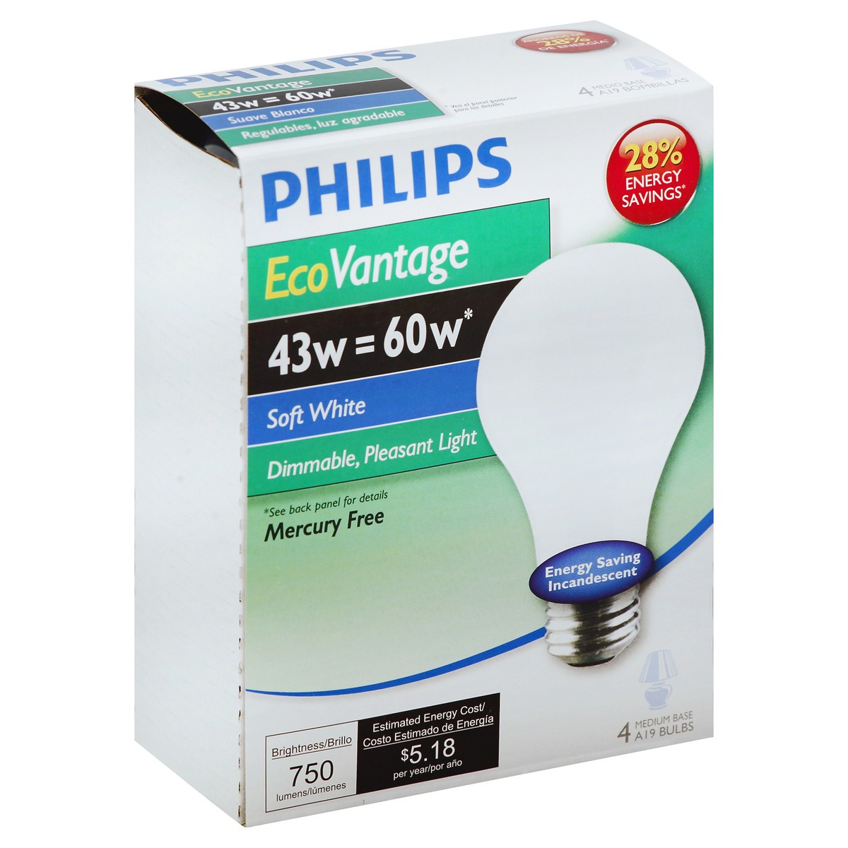 slide 2 of 5, Philips Light Bulbs 4 ea, 4 ct