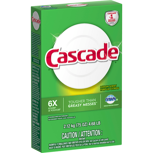 slide 2 of 9, Cascade Lemon Scent Dish Detergent Powder, 75 oz