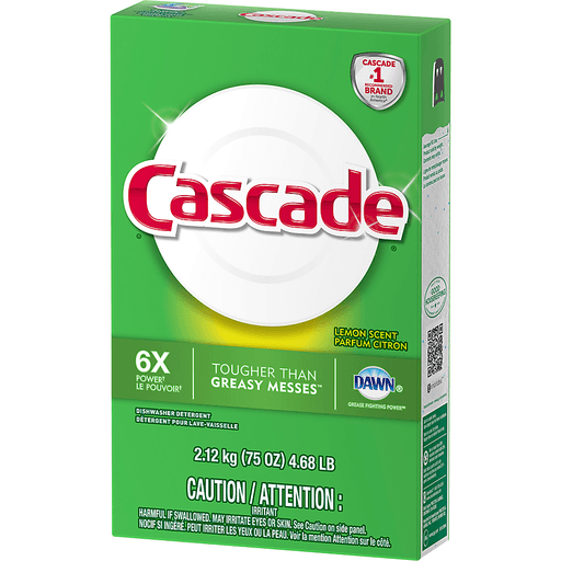 slide 9 of 9, Cascade Lemon Scent Dish Detergent Powder, 75 oz