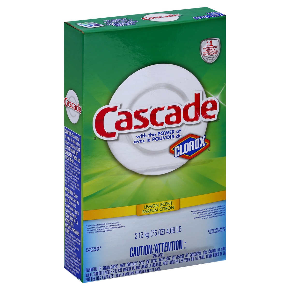 slide 1 of 9, Cascade Lemon Scent Dish Detergent Powder, 75 oz